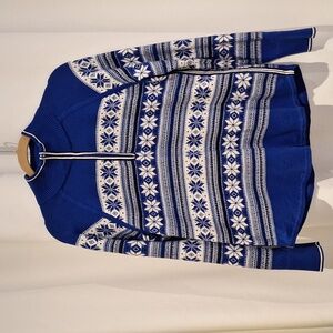 Talbot's blue And White  winter Snowflake sweater size L